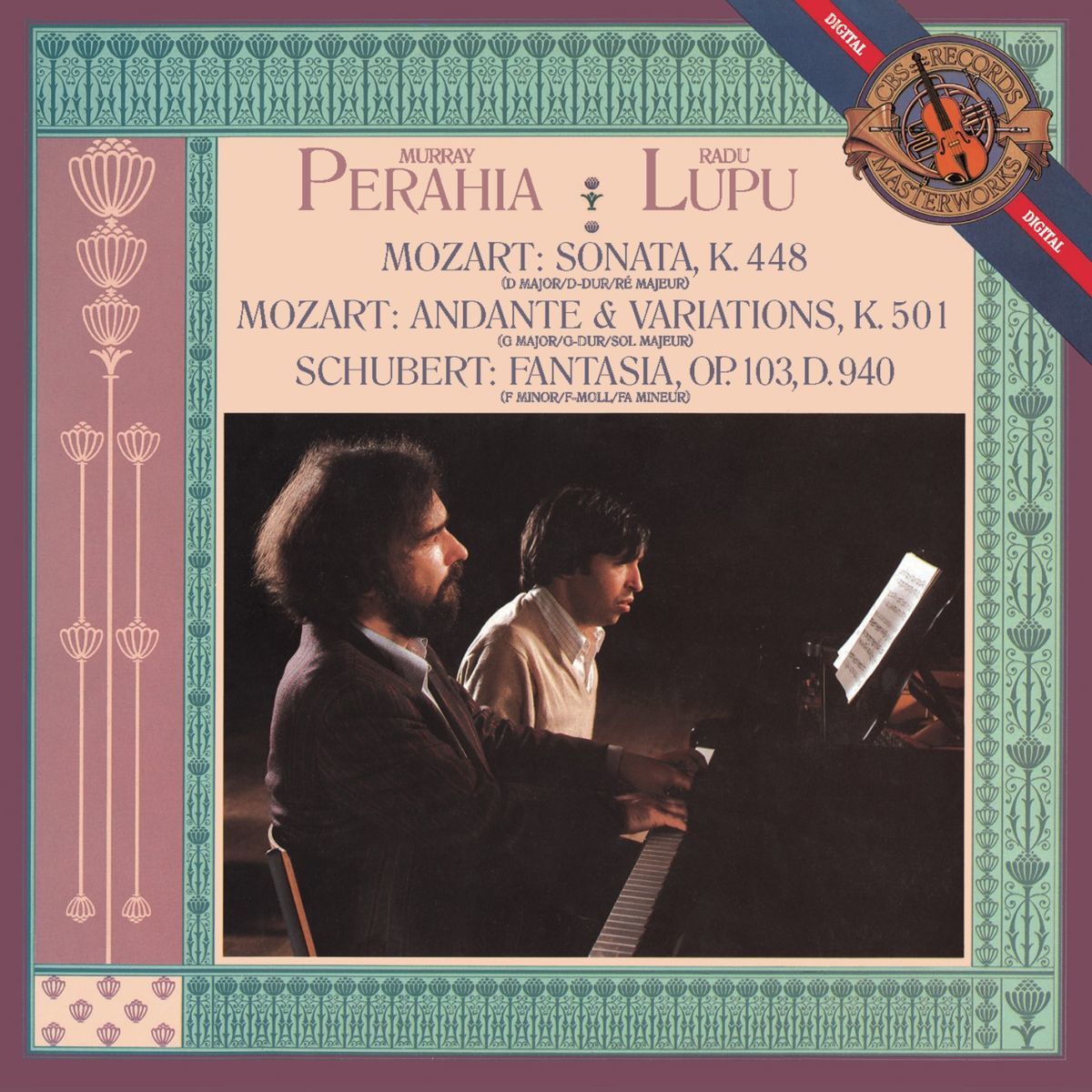 Mozart : Sonata in D Major for Two Pianos, K. 448; Schubert: Fantasia in F minor for Piano, Four Hands, D. 940 (Op. 103) Murray Perahia/Radu Lupu